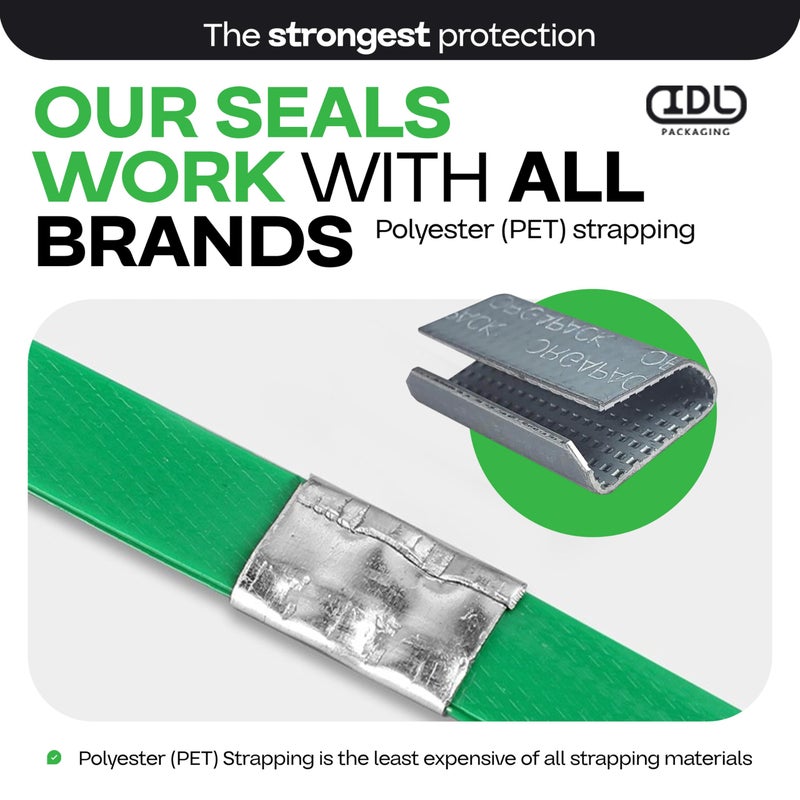 IDL Packaging Orgapack Open Serrated Seals for 5/8" Strap Width Polyester (PET) Strapping (Pack of 100) - Patented Serrated Pattern - Superior Holding Power of Packaging Strapping - Image 3